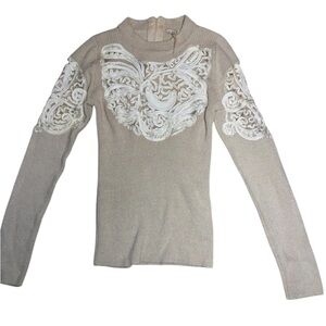 Free People Appliqué Fitted Sweater